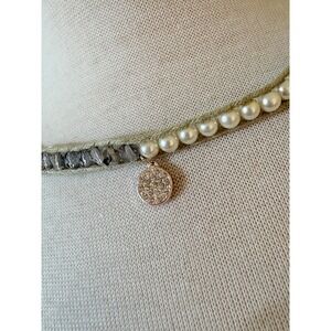 Loft Outlet Rose Gold Beaded Choker Necklace Pearl‎ Crystal Pave Charm Magnetic